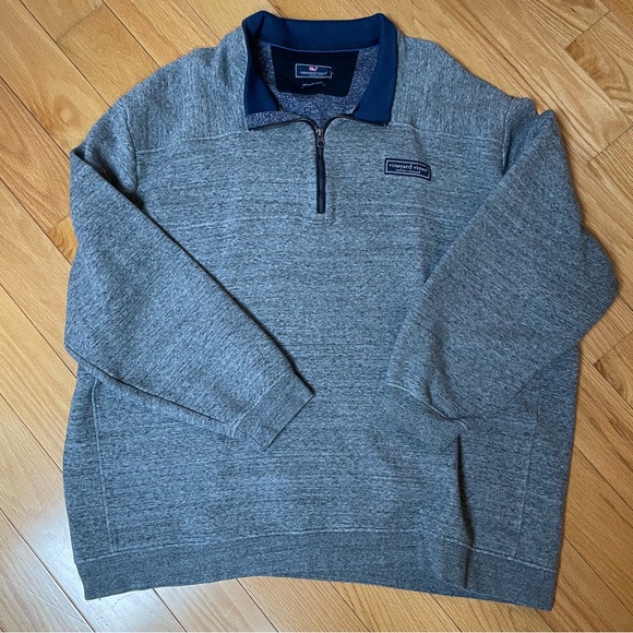 Vineyard Vines Gray 1/4 Zip Sweatshirt - The Shep Shirt - Picture 1 of 3